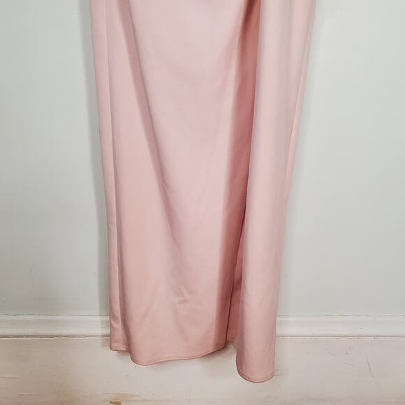 Katie May Reconcile Gown Maxi Dress V-Neck Side Slit Blush Pink Size Medium - Picture 7 of 12